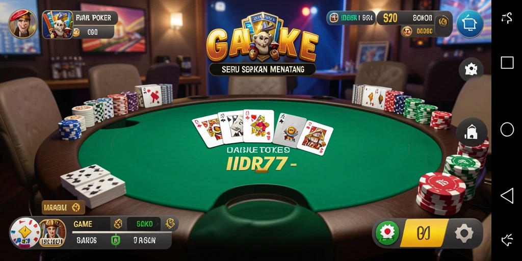 Tampilan gameplay IDR77 dengan atmosfer poker yang mendebarkan.