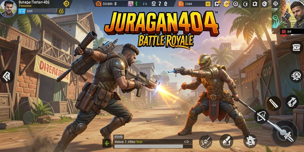 Screenshot menunjukkan intensitas gameplay JURAGAN404 yang mendebarkan