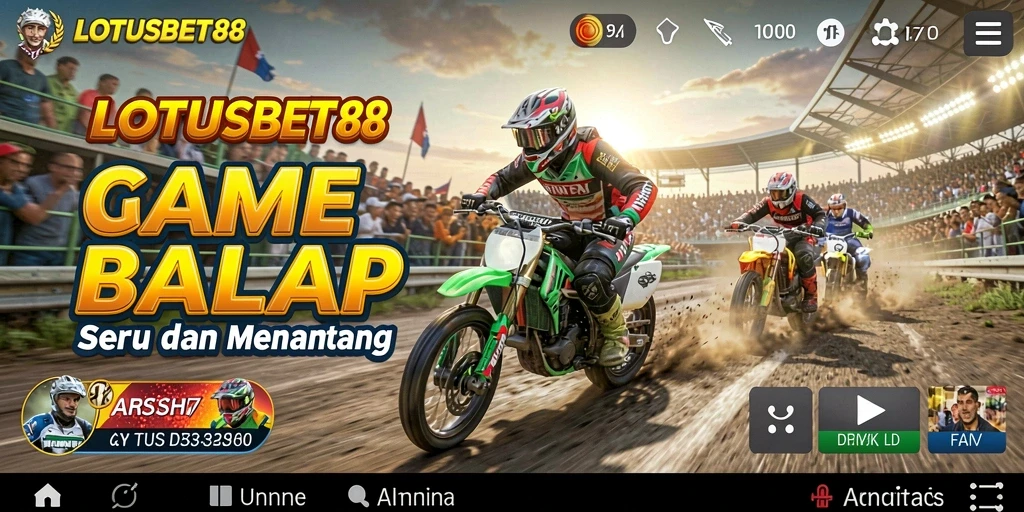 Screenshot LOTUSBET88 menampilkan aksi balapan yang mendebarkan.