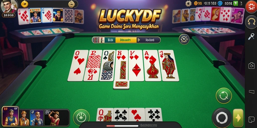 Tampilan seru gameplay Domino di LUCKYDF saat bermain bersama teman.