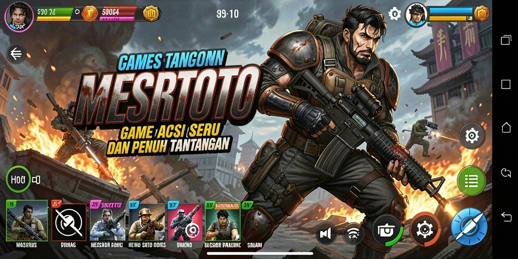 Tangkapan layar utama menunjukkan karakter beraksi dalam game MESIRTOTO.