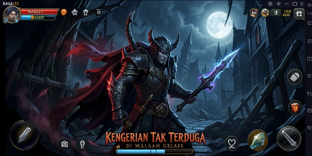 Gameplay NAGA11 yang mencekam dengan suasana menyeramkan.