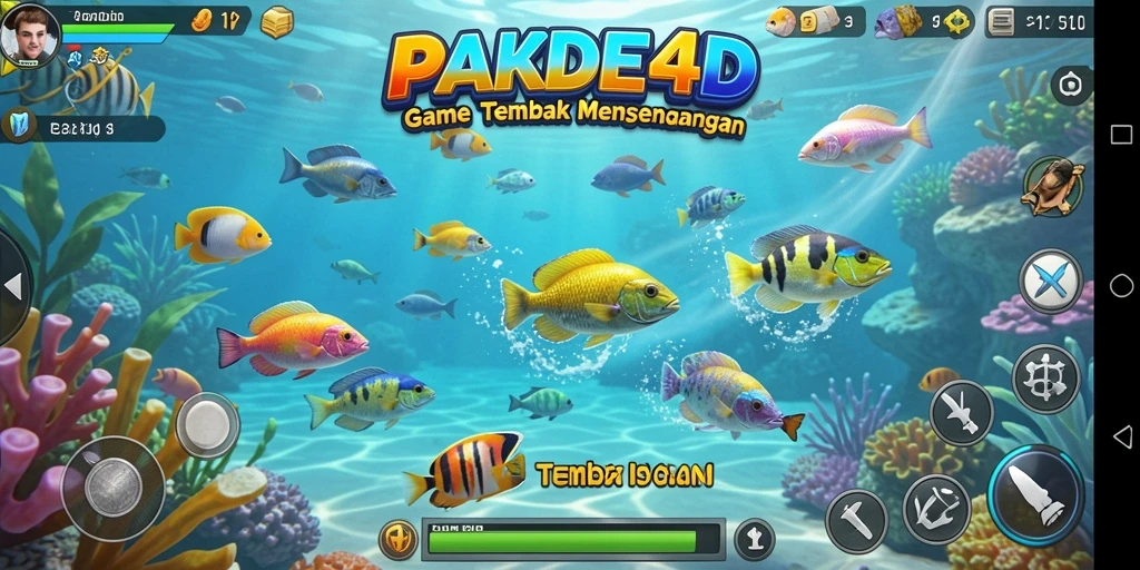 Gameplay seru PAKDE4D dengan berbagai ikan warna-warni.
