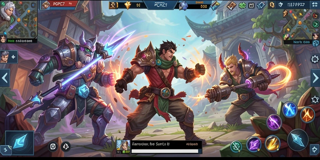 Tangkapan layar gameplay <strong>PCPC7</strong> yang menampilkan karakter bertarung di arena.