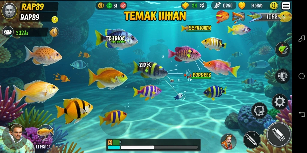 Tangkapan layar utama yang menampilkan gameplay seru dalam Tembak Ikan.