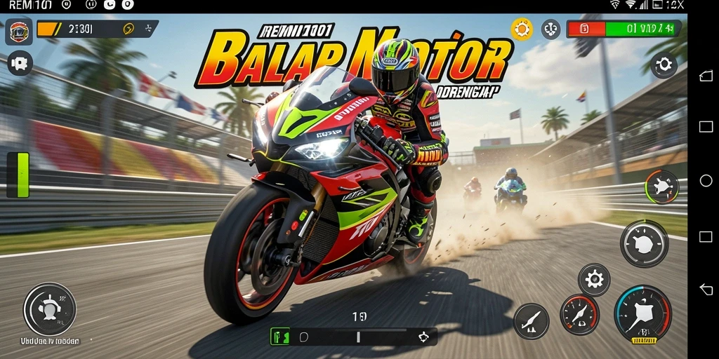 Screenshot gameplay balap motor yang menantang di REMI101.