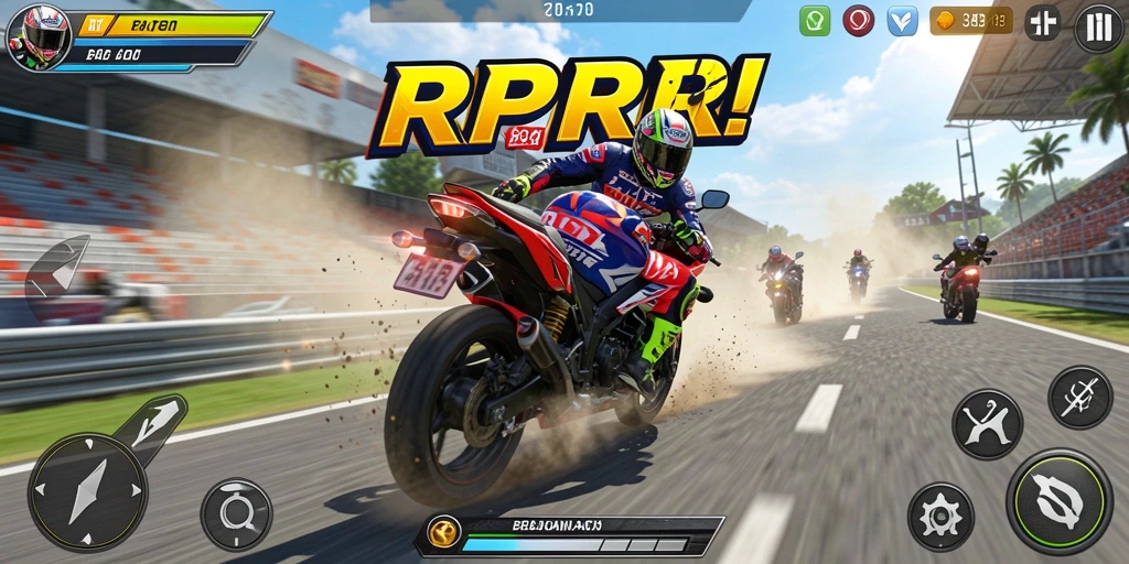 Tampilan mendebarkan dari gameplay balapan motor RPRR.