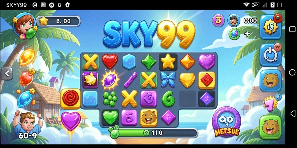 Tampilan gameplay seru dari game Match-3 SKY99.